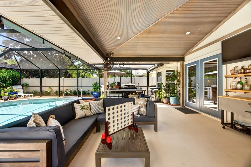 Covered patio with bar seating at 1589 Backwater Drive, Middleburg, FL 32068