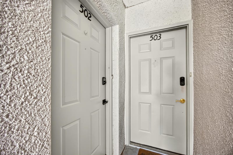 Front door of unit 503 at 2280 Shepard St