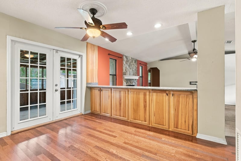 Dining area with French doors and wood flooring at 2915 Trenton Ct, Orange Park, FL