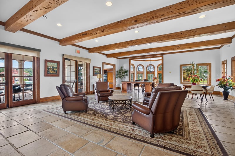 Clubhouse common area with wood beams in Murabella