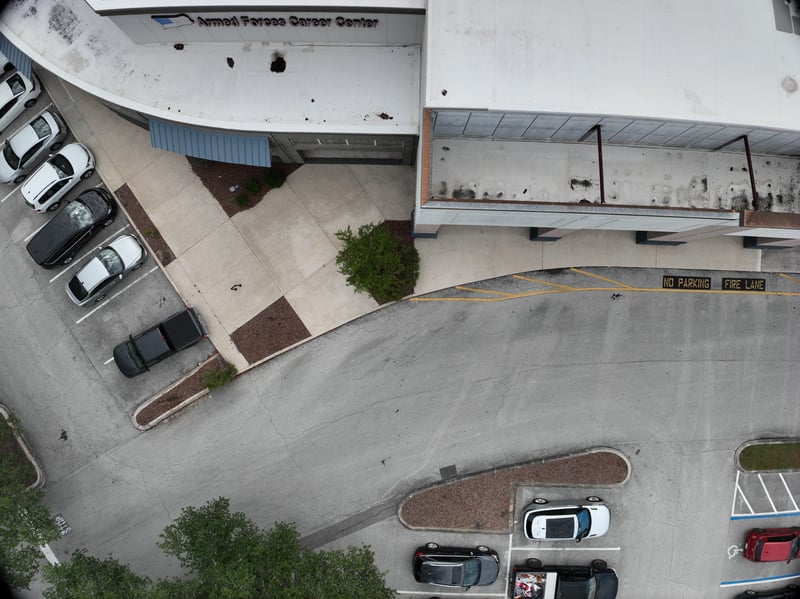 Aerial view of rooftop canopy and parking lot at 9406 Atlantic Blvd, Jacksonville, FL 32225