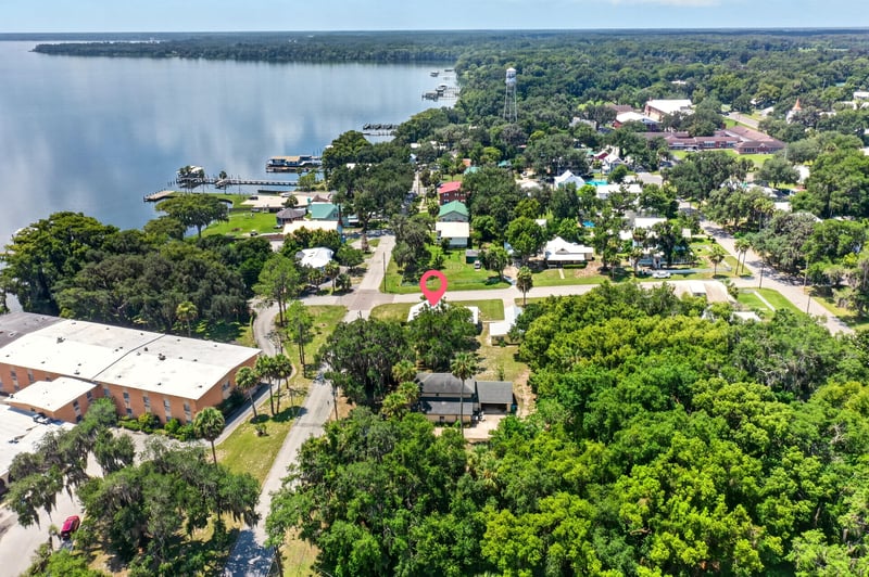 Drone view overlooking the lake near 101 N Lake St, Crescent City, FL