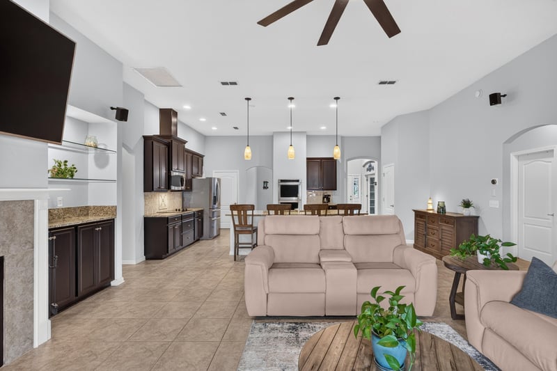 Kitchen with stainless appliances and open layout at 538 Porta Rosa Circle, St. Augustine, FL 32092