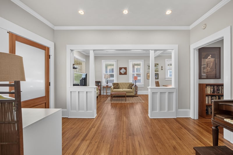 Home office with two desks and built-in shelving at 1555 Belmonte Ave, Jacksonville, FL 32207