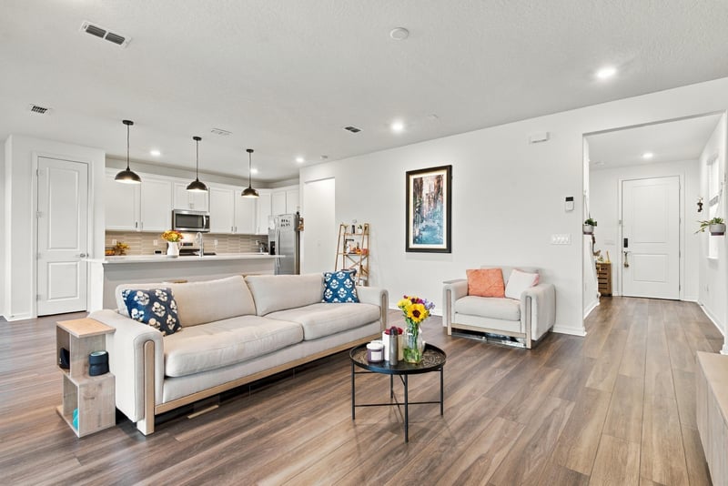 Open living and kitchen area, photographed by Megapixeler on Torres Trace, St. Augustine