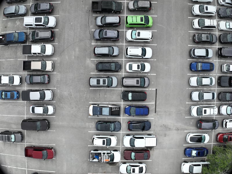 Aerial view of parking lot and cars at 9406 Atlantic Blvd, Jacksonville, FL 32225