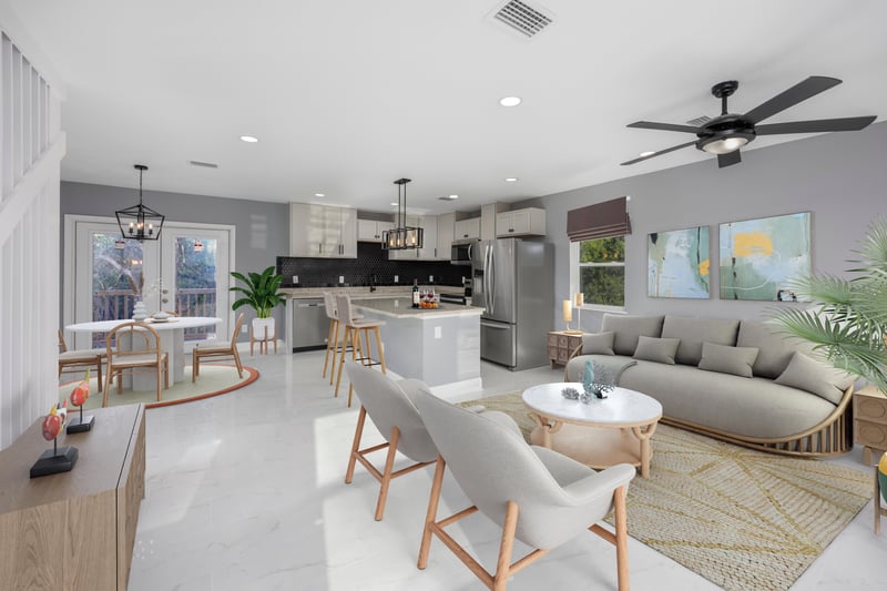 Family Room Virtually Staged at 6698 A1A S, St. Augustine, FL 32080