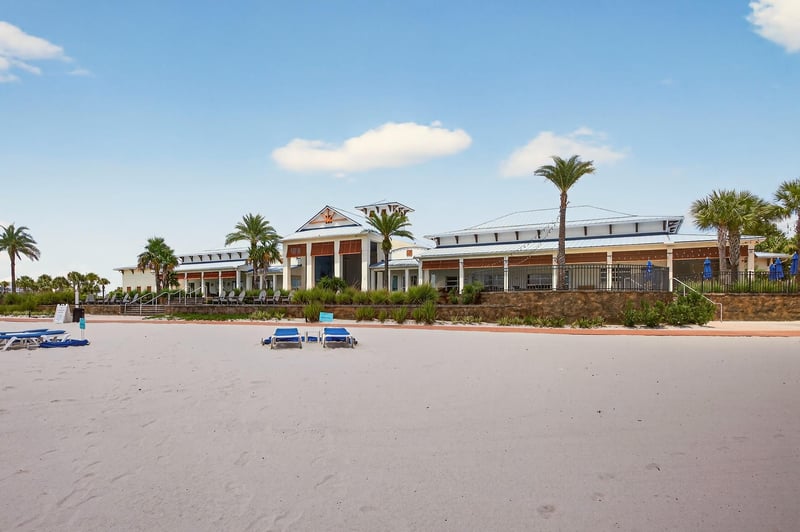 Clubhouse seen across the beach in Beachwalk, St. Johns, FL