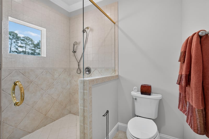 Bathroom shower and towel detail at 344 Broward Rd, Jacksonville, FL