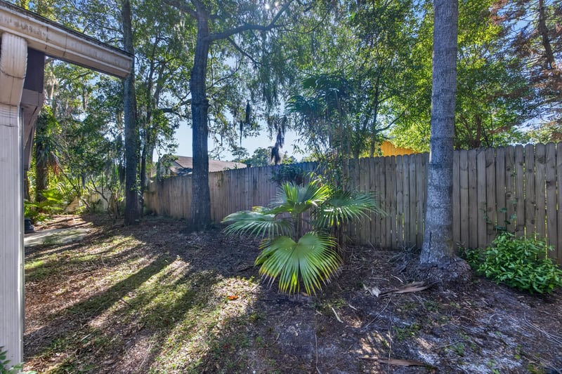 Wooded backyard view, photographed by Megapixeler on Apple Oak Ct, Jacksonville