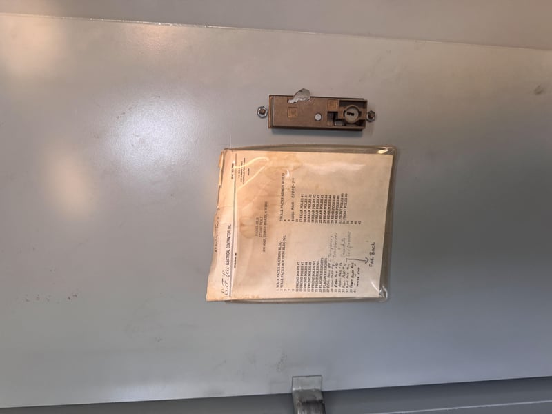 Panel cover with circuit directory sheet at 11700 New Kings Rd, Jacksonville, FL 32219