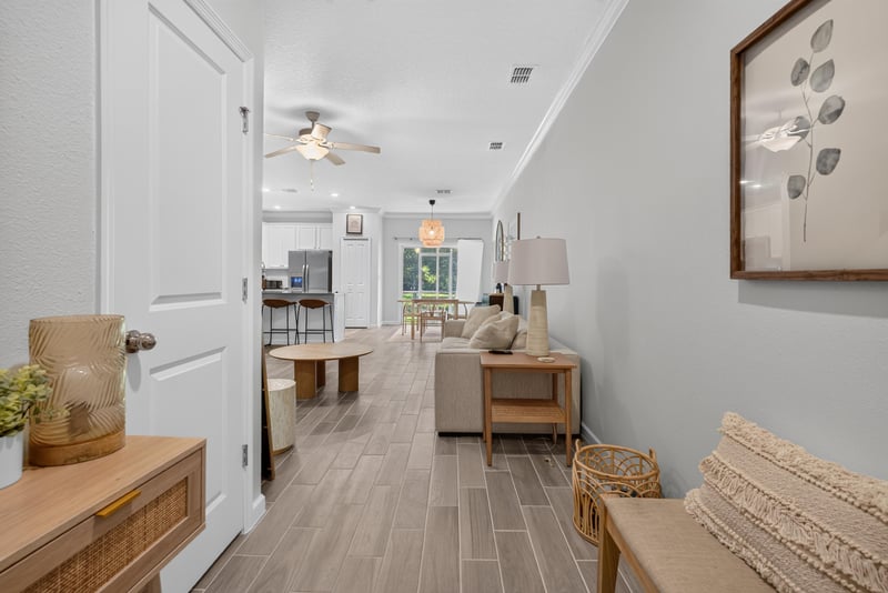 Entry hall opening to the living room at 1186 Beach Dune Dr, Jacksonville, FL 32233