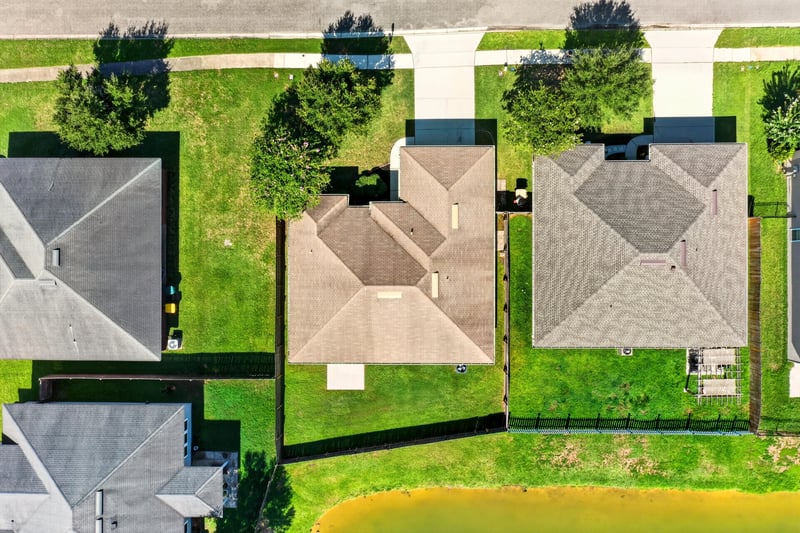 Aerial view of the home and rooftops at 7545 Lirope St, Jacksonville, FL 32244