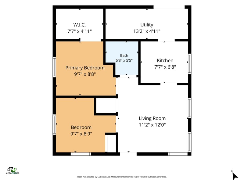 Floor plan showing bedrooms, bath, kitchen, and living room at 4951 Halls Dr
