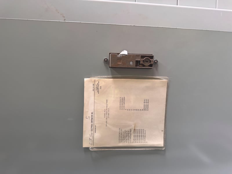 Disconnect switch with identification tag at 11700 New Kings Rd, Jacksonville, FL 32219
