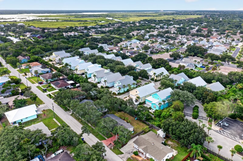 Aerial view of the neighborhood in St. Augustine, FL
