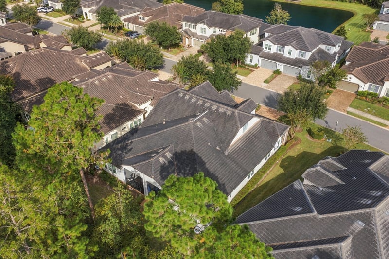 Drone view of the home and neighborhood, photographed by Megapixeler on Lucena Ln, Jacksonville, FL