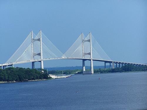 Cable-stayed bridge over the river in Jacksonville