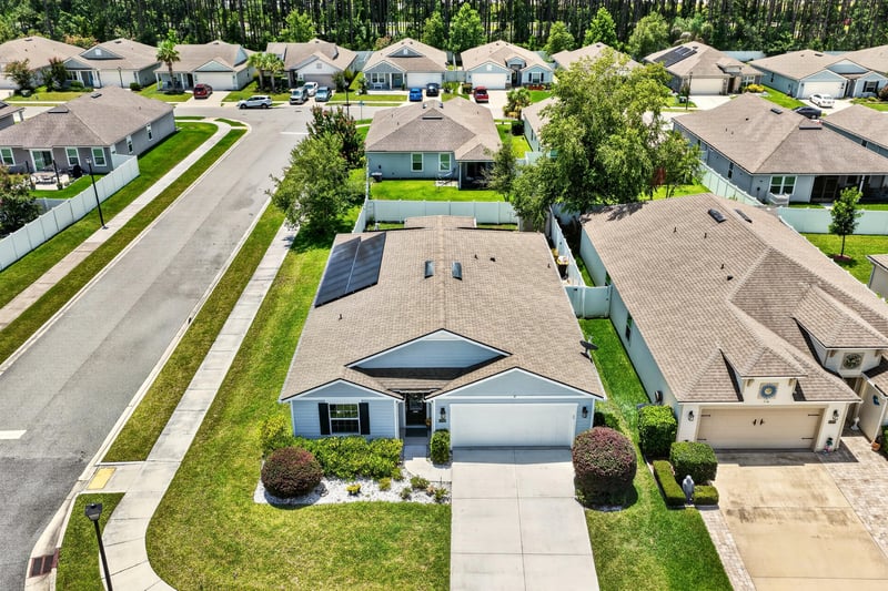 Aerial street view of the home and neighborhood at 10066 Andean Fox Dr, Jacksonville, FL 32222