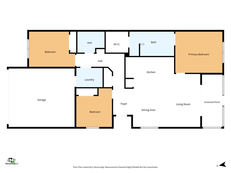 Floor plan showing bedrooms, bathrooms and living areas at 2378 Caney Oaks Dr, Jacksonville, FL