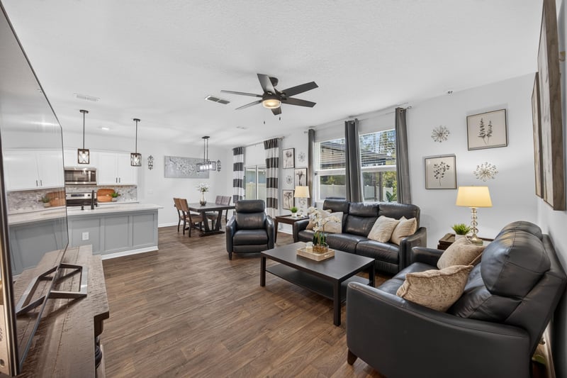 Living room open to dining area at 65255 Frst Glen Ln, Yulee, FL 32097