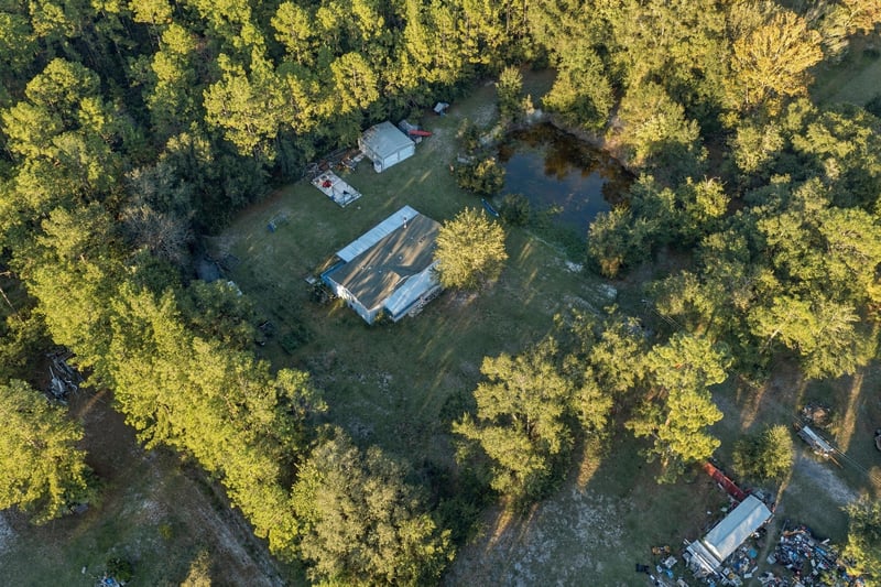 Aerial view of pond area, photographed by Megapixeler on Secret Cove Rd, Middleburg, FL