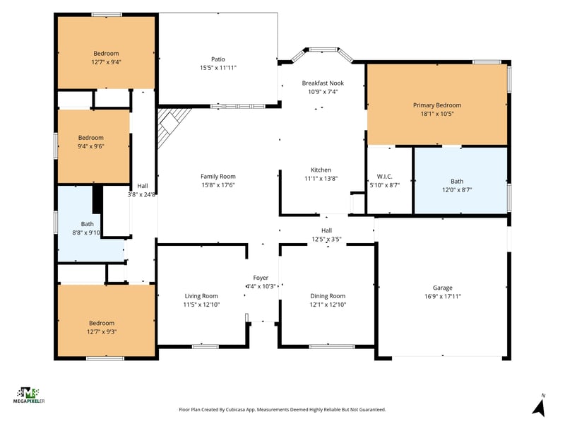 Floor plan showing bedrooms, living areas, and garage at 8921 Needlepoint Pl, Jacksonville, FL 32244