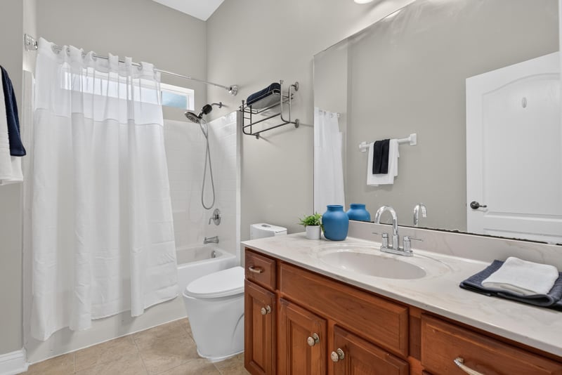 Bathroom with shower and curtain at 4109 Eagle Landing Pkwy, Orange Park, FL 32065