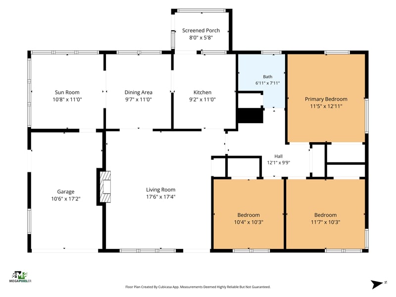 Floor plan of the 1,362-square-foot home at 6338 Mercer Cir W, Jacksonville, FL