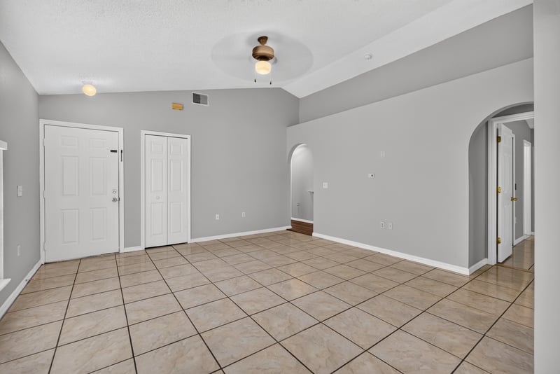 Hallway with tile floor and vaulted ceiling at 7329 Lawn Tennis Ln, Jacksonville, FL